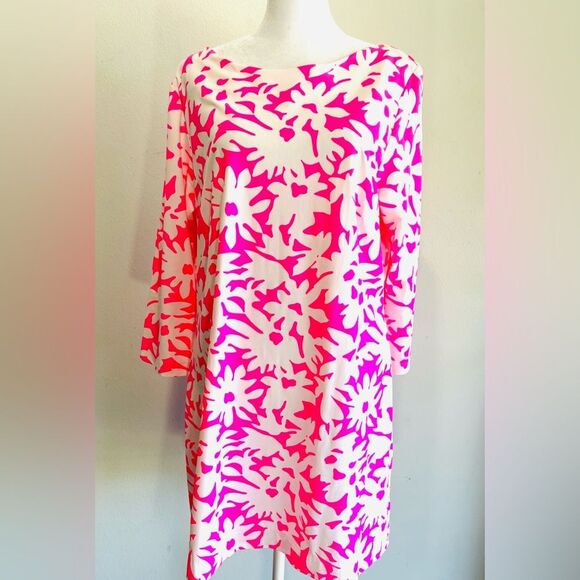 Britt Dress colorful pink floral USA made Beach Summer Resort Women’s XL - Picture 1 of 7